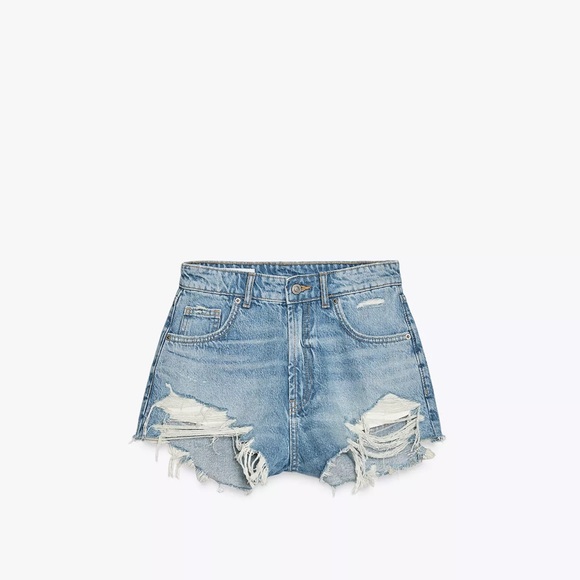 Zara Curve High Waisted Denim Shorts - Picture 2 of 5